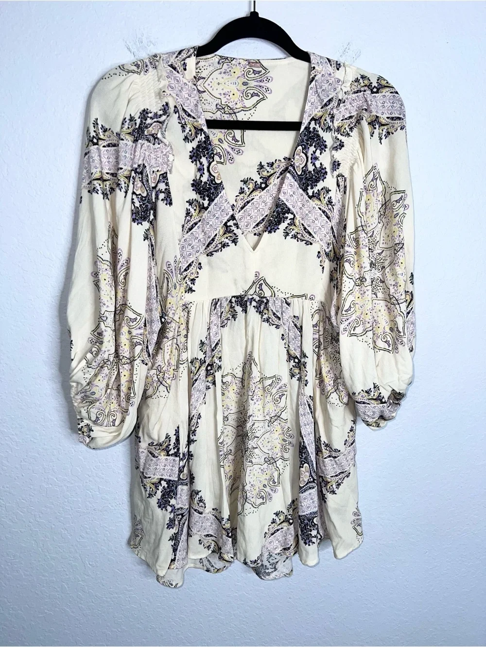 Free People Boho Babydoll Mini Dress Women’s Small Floral Tunic Flowy S